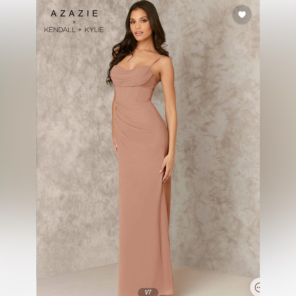 Azazie Corseted Chiffon Column Dress